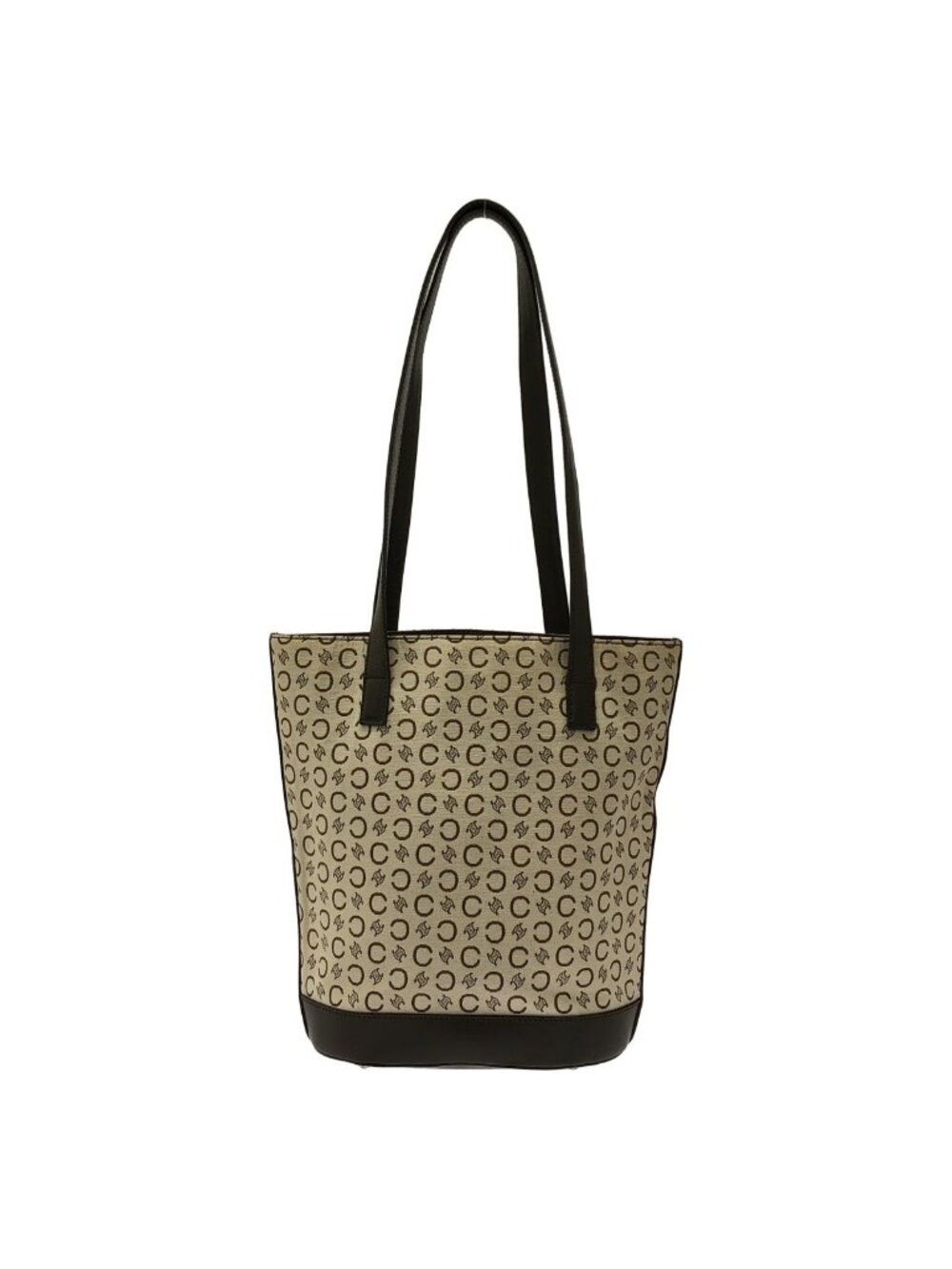 Celine Vintage C Macadam Canvas Tote Bag Brown White